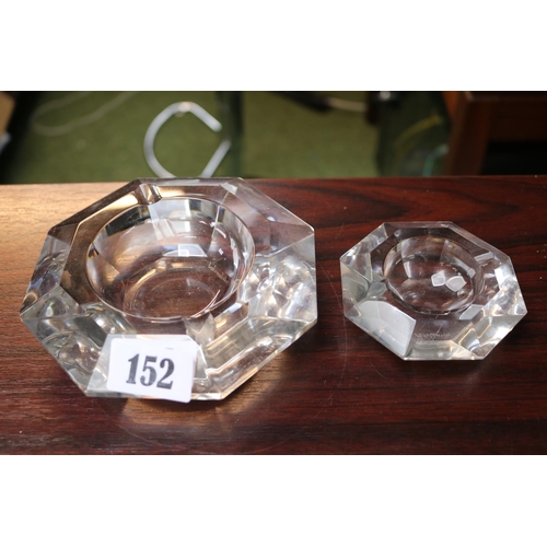 152 - 2 Val St Lambert Cut Crystal Ashtrays