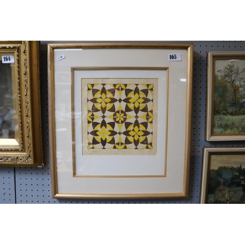 165 - Anne Petrie Geometric framed watercolour in mount and frame dated 1957. 49 x 44cm