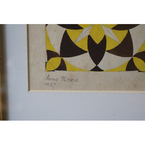 165 - Anne Petrie Geometric framed watercolour in mount and frame dated 1957. 49 x 44cm