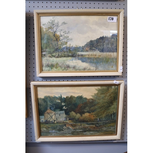 170 - Peter Buchanan 1860 - 1911. Pair of Framed watercolours entitled Daoune Castle Hill & Lake Windermer... 