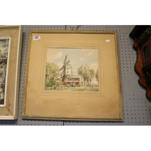 177 - Framed Watercolour entitled Westleton Mill Suffolk by Albert Ribbans 1953