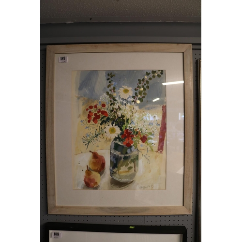 187 - Elaine Pamphilon B.1948. Still Life Mixed Media entitled 'Patsy's Bouquet'. Gallery Label to verso. ... 