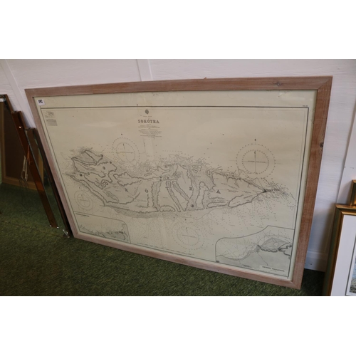 192 - Framed Map of Sokotra in the Indian Ocean