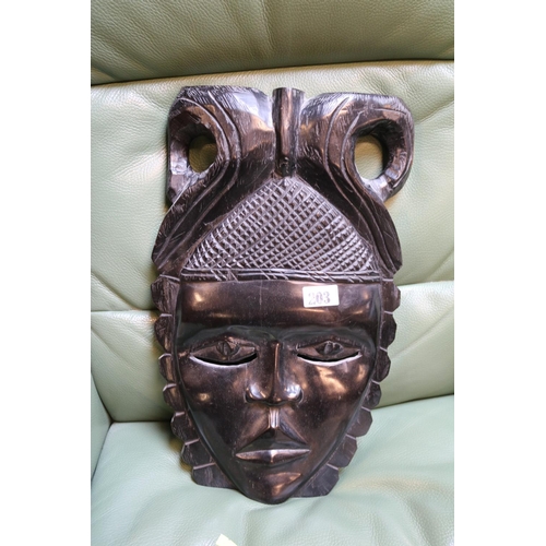 203 - African Hardwood Carved Wall mask