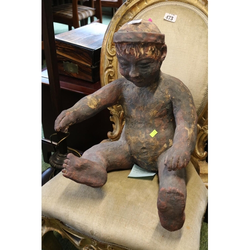 204 - Mid Century Life size English studio pottery sculpture of a infant child. 45cm in Height