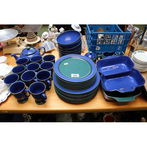 211 - Collection of Denby & Other Blue & Turquoise Pottery dinner ware