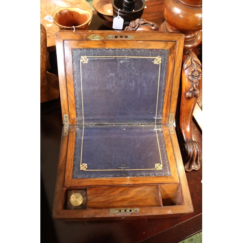 229 - 19thC Walnut Cased writing slope with brass fittings and inkwell