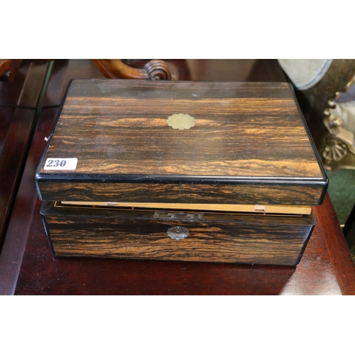 230 - 19thC Period Solid Coromandel Writing slope with fitted Yew interior and brass handles and detail. 3... 