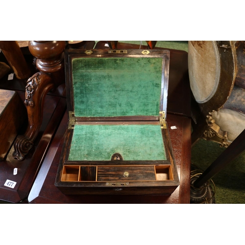 230 - 19thC Period Solid Coromandel Writing slope with fitted Yew interior and brass handles and detail. 3... 