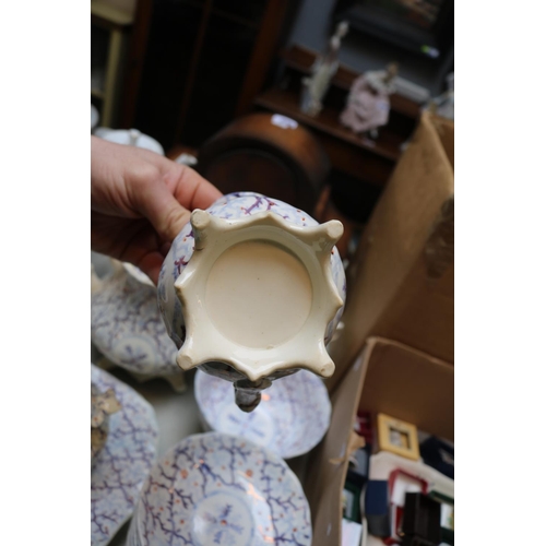 253 - Collection of 19thC Blue & White over painted Dinner ware