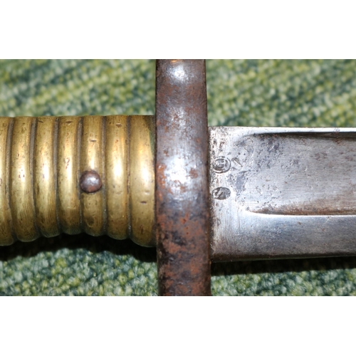 359 - 19thC Chassepot Bayonet with brass handle and curved blade