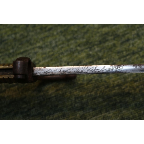 359 - 19thC Chassepot Bayonet with brass handle and curved blade