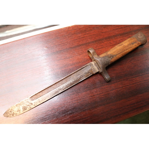 361 - Interesting Bayonet with wooden grip unmarked 28cm in Length