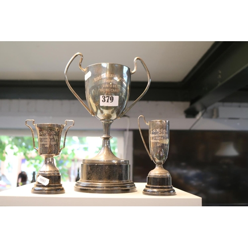 379 - Silver plated Robert Milner Smyth Trophy Vintage Racing Cars Trophy, Burman Drive 1963 Trophy & a Bu... 