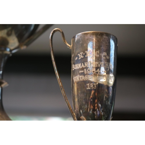 379 - Silver plated Robert Milner Smyth Trophy Vintage Racing Cars Trophy, Burman Drive 1963 Trophy & a Bu... 