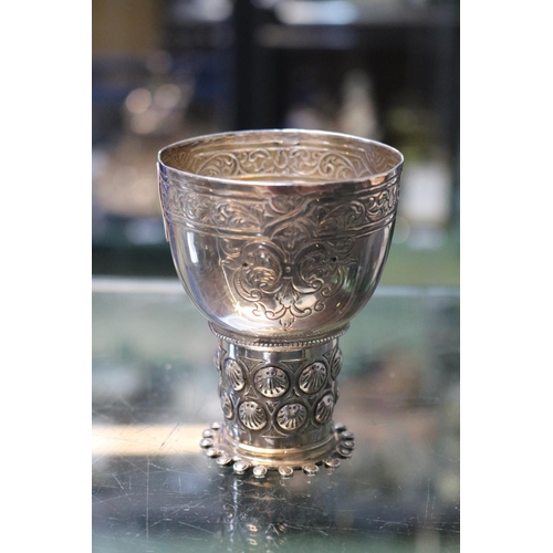 388 - German Hanau Silver Goblet with chaised foliate decoration by Berthold Muller & Son of Chester 1900.... 