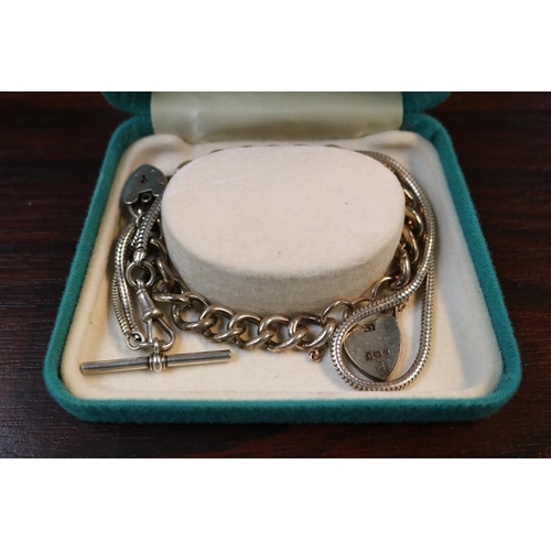 435 - Ladies Silver Bracelet with padlock and a Silver Chain 60g total weight