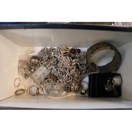 441 - Large collection of assorted Silver jewellery to include Necklaces, Bangle, rings etc