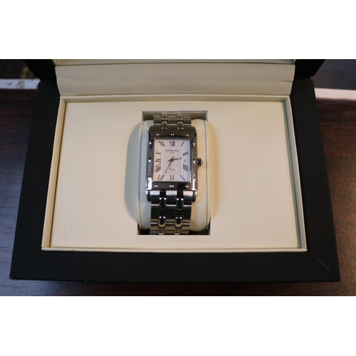 447 - Raymond Weil Tango Tank style Stainless steel wristwatch with roman numeral dial and date 5380. 27mm... 