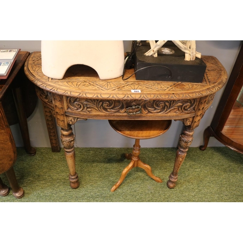 461 - Oak Carved Hall table with single drawer over Carved legs