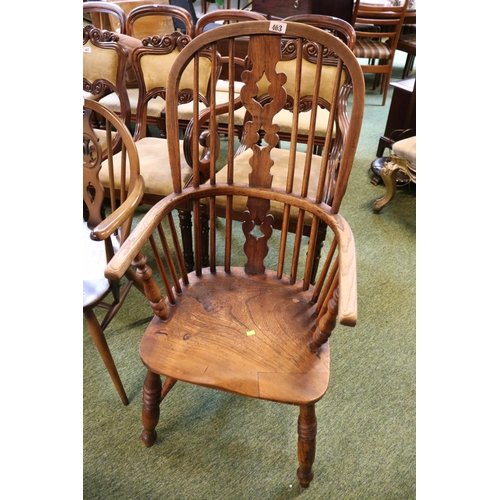 463 - Elm Country Stick back Elbow chair on turned supports