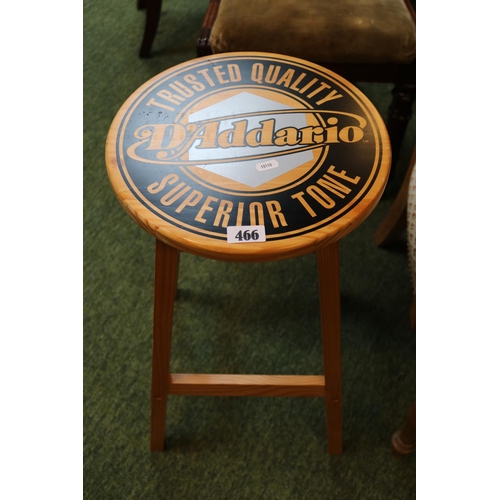 466 - 20thC Pine Stool with D'Addario Superior Tone transfer