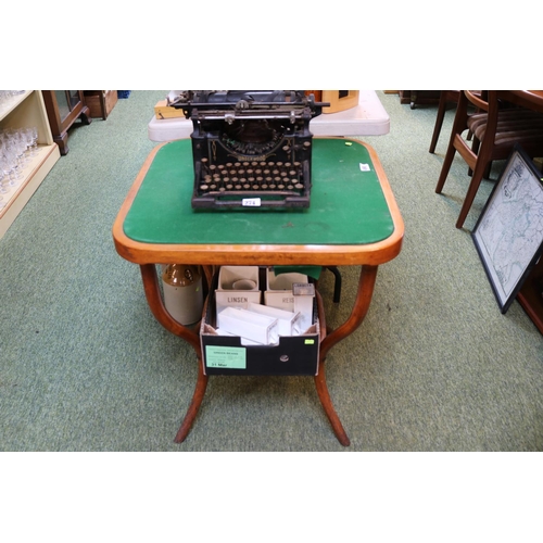 480 - Thonet Baize topped card table with integral drawers