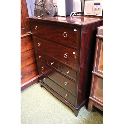 492 - Stag Chest of Seven drawers with metal drop handles