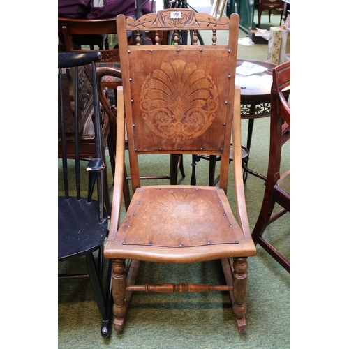 496 - Late 19thC Bentwood rocking chair with straight supports