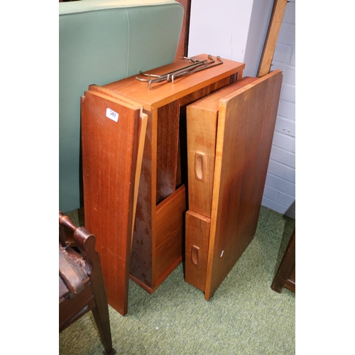 501 - Mid Century Students wall mounted Desk with Sliding Cupboard