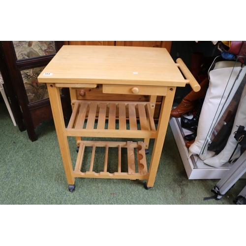 514 - Beechwood Kitchen island with racks to under tier