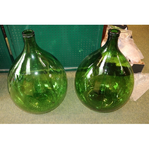 549 - Pair of Large 54 Litre Green Glazed Carboys