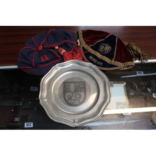 76 - 1897-02 Captains Cap and a Captains cap by J & A Beagley & Son of Bedford and a Pewter AR & Co Pewte... 