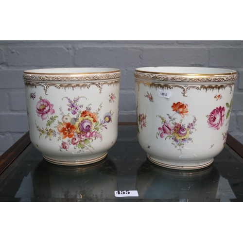 84 - Pair of Floral Hand painted Jardinières by KPM Konigliche Porzellan-Manufaktur of Berlin. 19cm in He... 