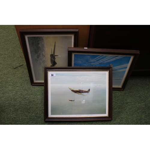 90 - Set of 3 Signed Gerald Coulson Aircraft Prints. In the Sunlit Silence, De Haviland Mosquito MK IV an... 