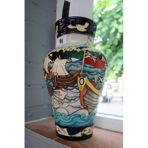 91 - Large Moorcroft Trial Piece by Emma Bossons dated 2015 depicting Windsor Castle and Flotilla bearing... 