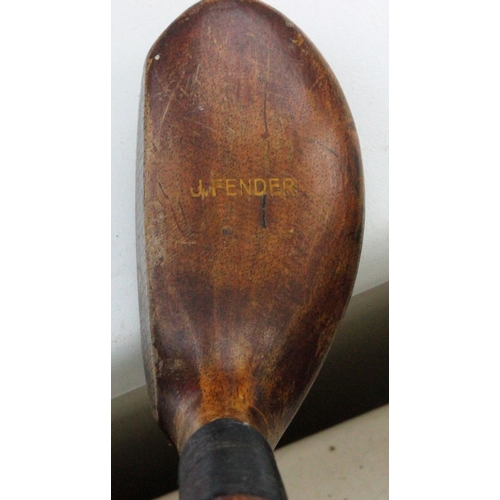 14 - Golf Sunday Stick Head Stamped J Fender. Scored face, sole guard and lead backweight.