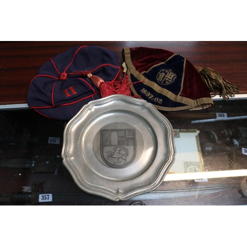 47 - 1897-02 Captains Cap and a Captains cap by J & A Beagley & Son of Bedford and a Pewter AR & Co Pewte... 
