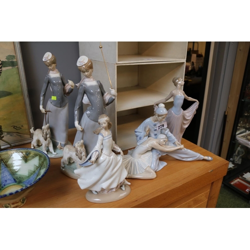 65 - Collection of 5 Lladro figurines to include Closing Scene, Lady with Shawl.