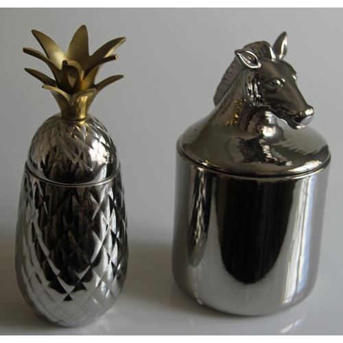 451 - Pineapple Stainless Steel Cocktail Shaker & Ice Bucket with Horses Head Handle