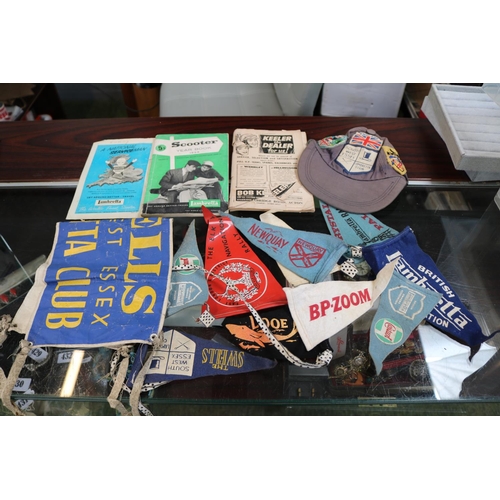 109 - Collection of Lambretta Owner and other Motorcycle Felt and Fabric Pennants