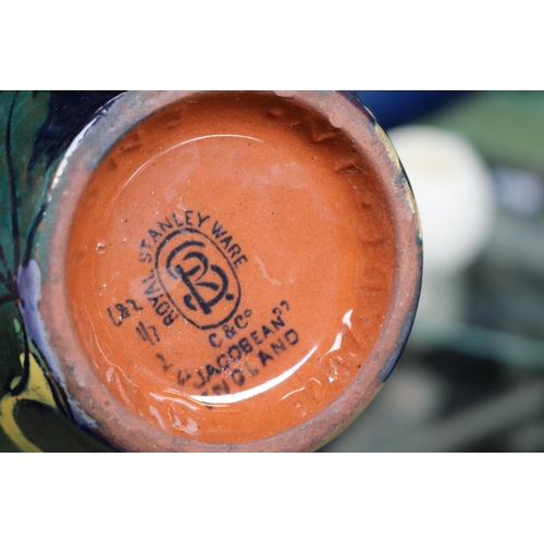 113 - 1920s/30s Art Deco studio pottery collection to include C H Brannam Barum Studio Pottery canoe plant... 