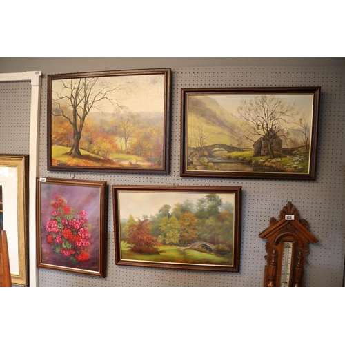 152 - Collection of 4 Oil on Canvas Paintings by M Copewell