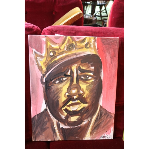 184 - Ash Brown Contemporary Bath/Bristol Street Artist. Acrylic on canvas Pop Art portrait of Biggie Smal... 