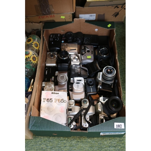 197 - Collection of assorted cameras to include Nikon, Canon etc