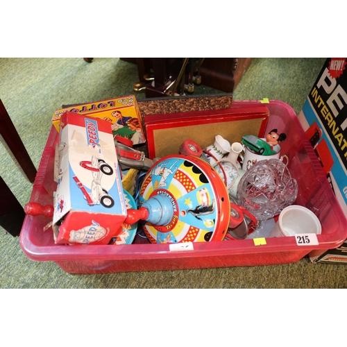 215 - Boxed Petite Typewriter, Triang spinner, assorted ceramics and glassware