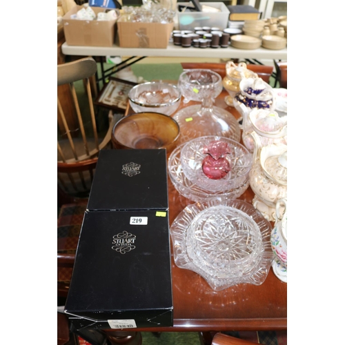 219 - Collection of Cut Glass Crystal to include bowls, wine goblets, Stuart Crystal, Doulton etc