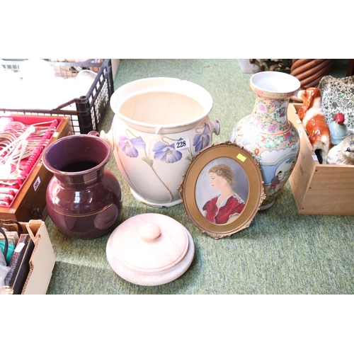 228 - Edwardian Floral decorated Slop bucket, Chinese Vase etc