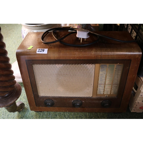 229 - Vintage Walnut cased G & C Electric Radio