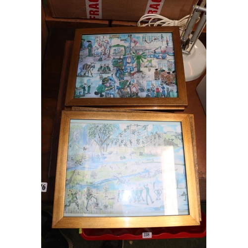 239 - Collection of Framed Prints to include Windmill, Gym Apparatus etc